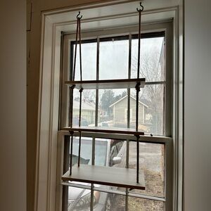 Hanging Wooden Shelf with White and Brown Finish